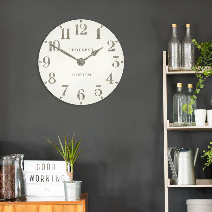 Thomas Kent London. Arabic Wall Clock 12" (31cm) Limestone - TheArtistsQuarter