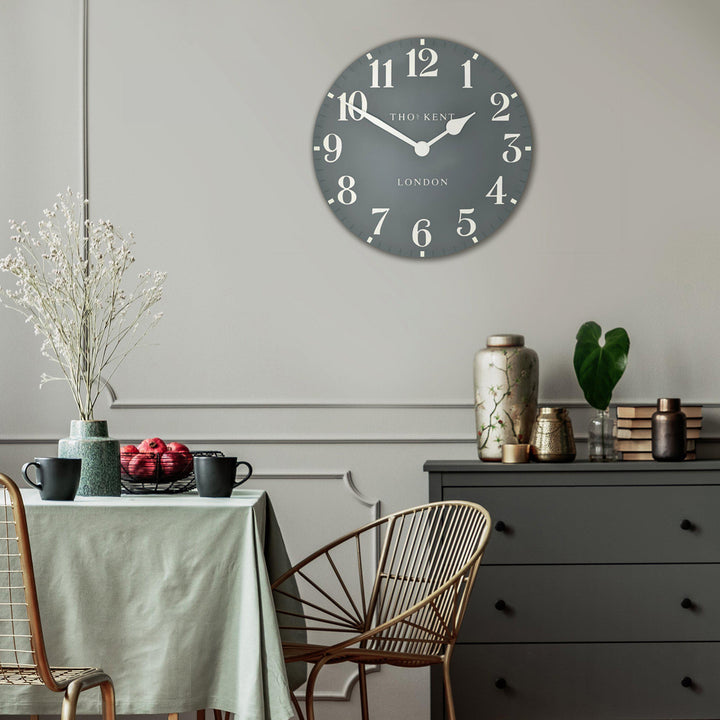 Thomas Kent London. Arabic Wall Clock 20" (51cm) Flax Blue - TheArtistsQuarter