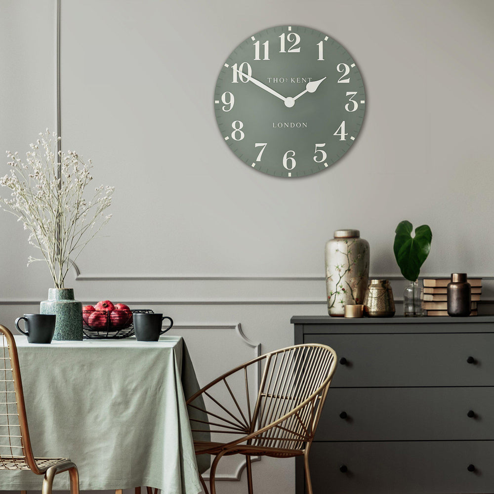 Thomas Kent London. Arabic Wall Clock 20" (51cm) Seagrass *PRE-ORDER DEL EARLY MAY* - TheArtistsQuarter
