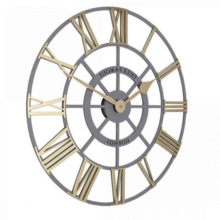 Thomas Kent London. Evening Star Skeleton Wall Clock 24" (61cm) Grey & Brass - TheArtistsQuarter