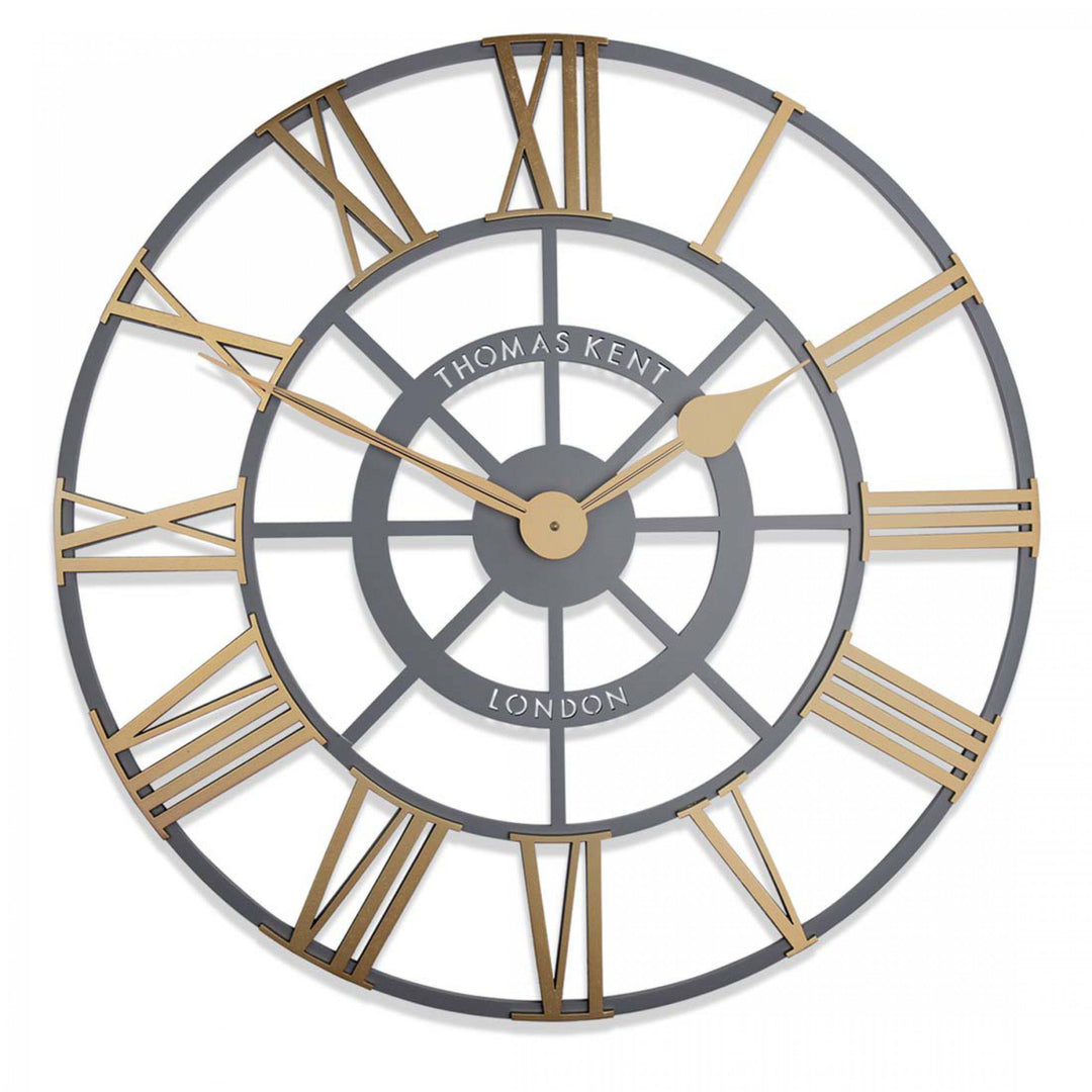 Thomas Kent London. Evening Star Skeleton Wall Clock 24" (61cm) Grey & Brass - TheArtistsQuarter