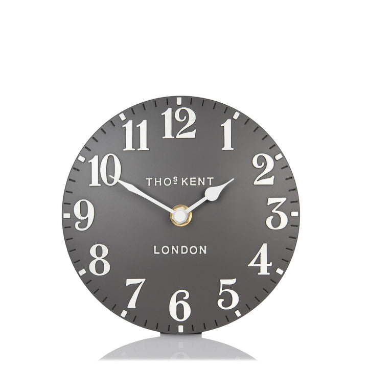 Thomas Kent London. Arabic Mantel Clock 6" (15cm) Dolphin Grey - TheArtistsQuarter