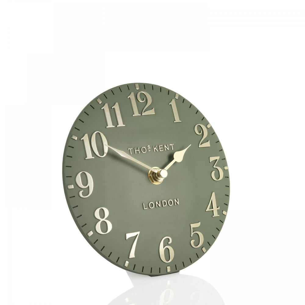 Thomas Kent London. Arabic Mantel Clock 6" (15cm) Lichen - TheArtistsQuarter