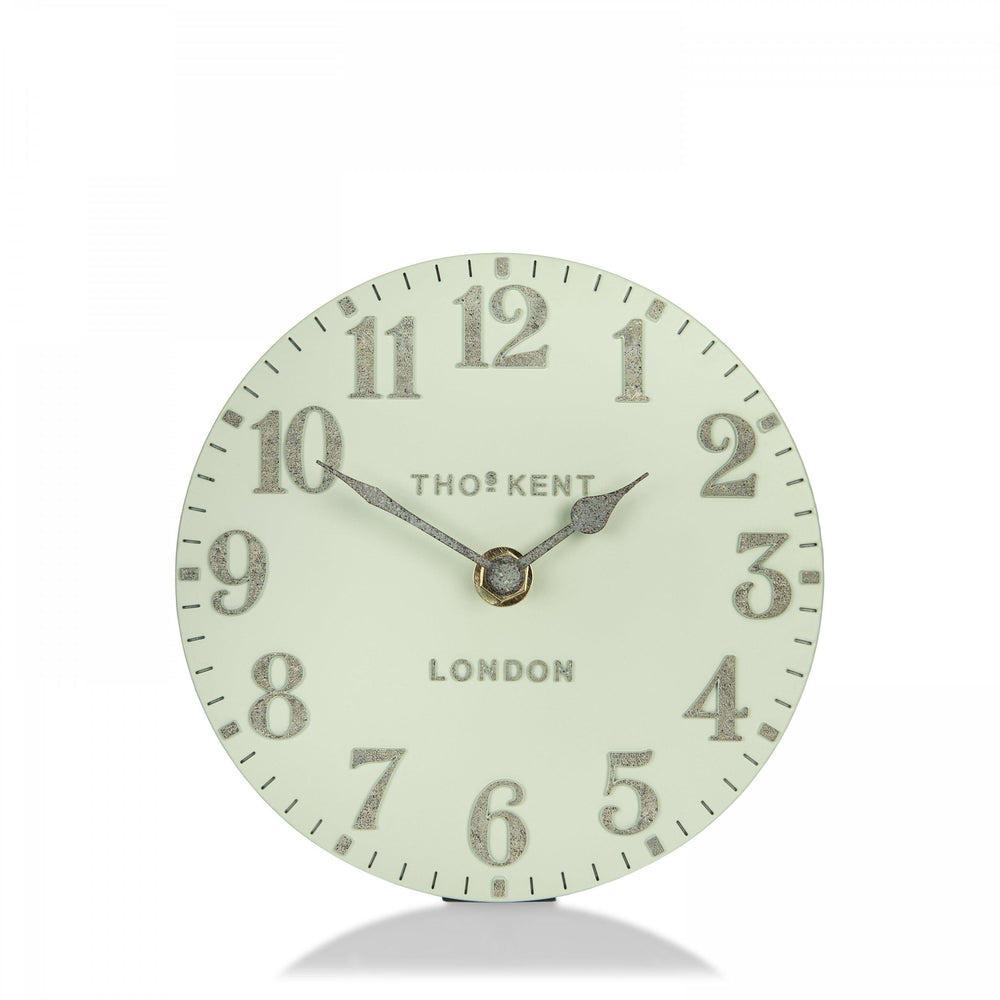 Thomas Kent London. Arabic Mantel Clock 6" (15cm) Pearl Green *NEW* - TheArtistsQuarter