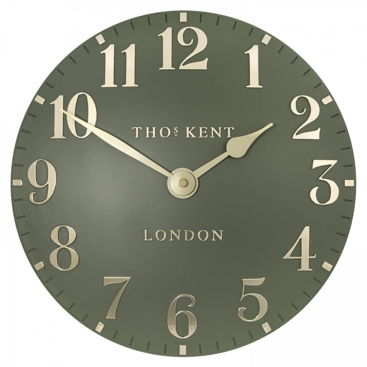Thomas Kent London. Arabic Wall Clock 12" (31cm) Lichen Green *PRE-ORDER DEL JUNE* - TheArtistsQuarter
