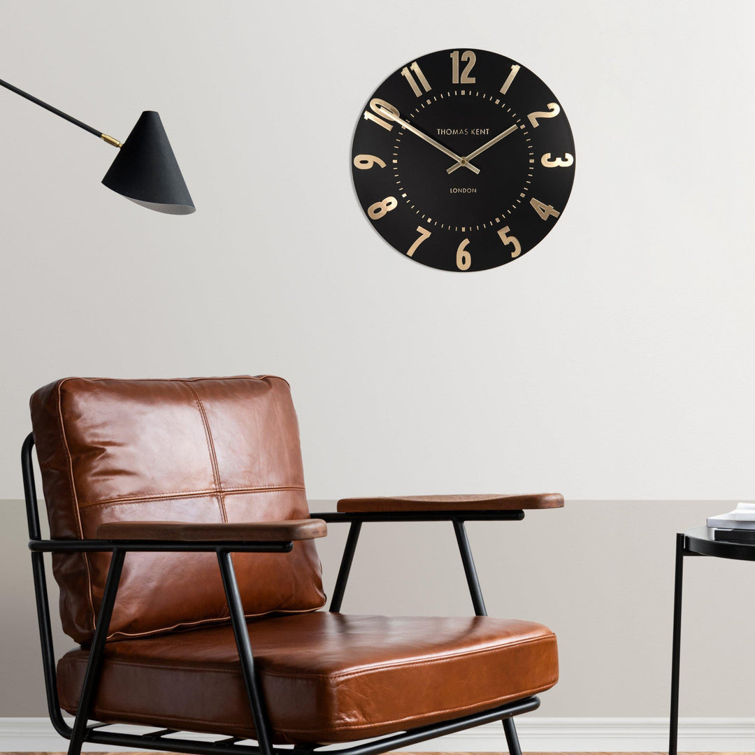 Thomas Kent London. Mulberry Wall Clock 12" (31cm) Noir - TheArtistsQuarter