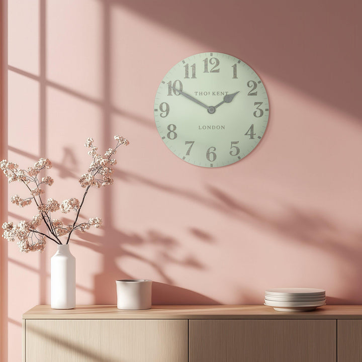 Thomas Kent London. Arabic Wall Clock 20" (51cm) Pearl Green - TheArtistsQuarter