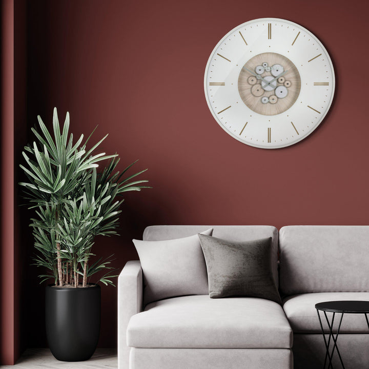 Thomas Kent London. Clocksmith Cog Wall Clock 30" (76cm) Ivory - TheArtistsQuarter