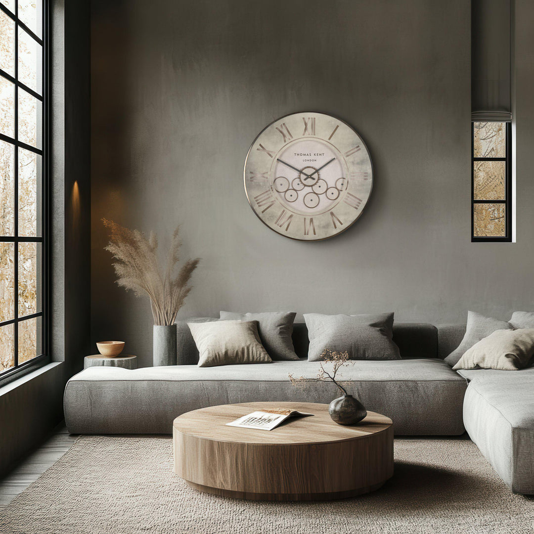 Thomas Kent London. Clocksmith Cog Wall Clock 30" (76cm) Stone - TheArtistsQuarter