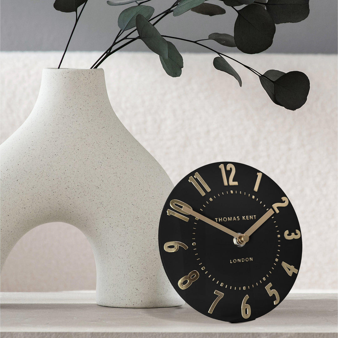 Thomas Kent London. Mulberry Mantel Clock 6" (15cm) Noir - TheArtistsQuarter