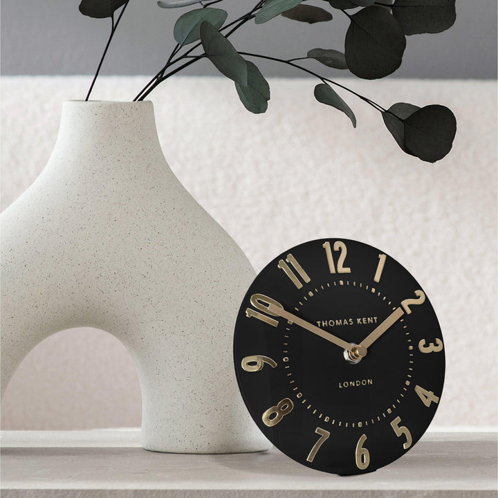 Thomas Kent London. Mulberry Mantel Clock 6" (15cm) Noir - TheArtistsQuarter