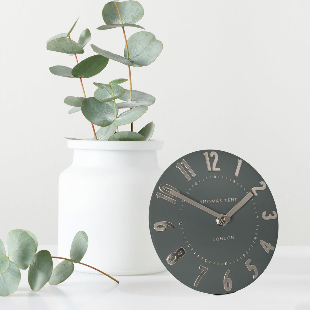 Thomas Kent London. Mulberry Mantel Clock 6" (15cm) Olive Green - TheArtistsQuarter
