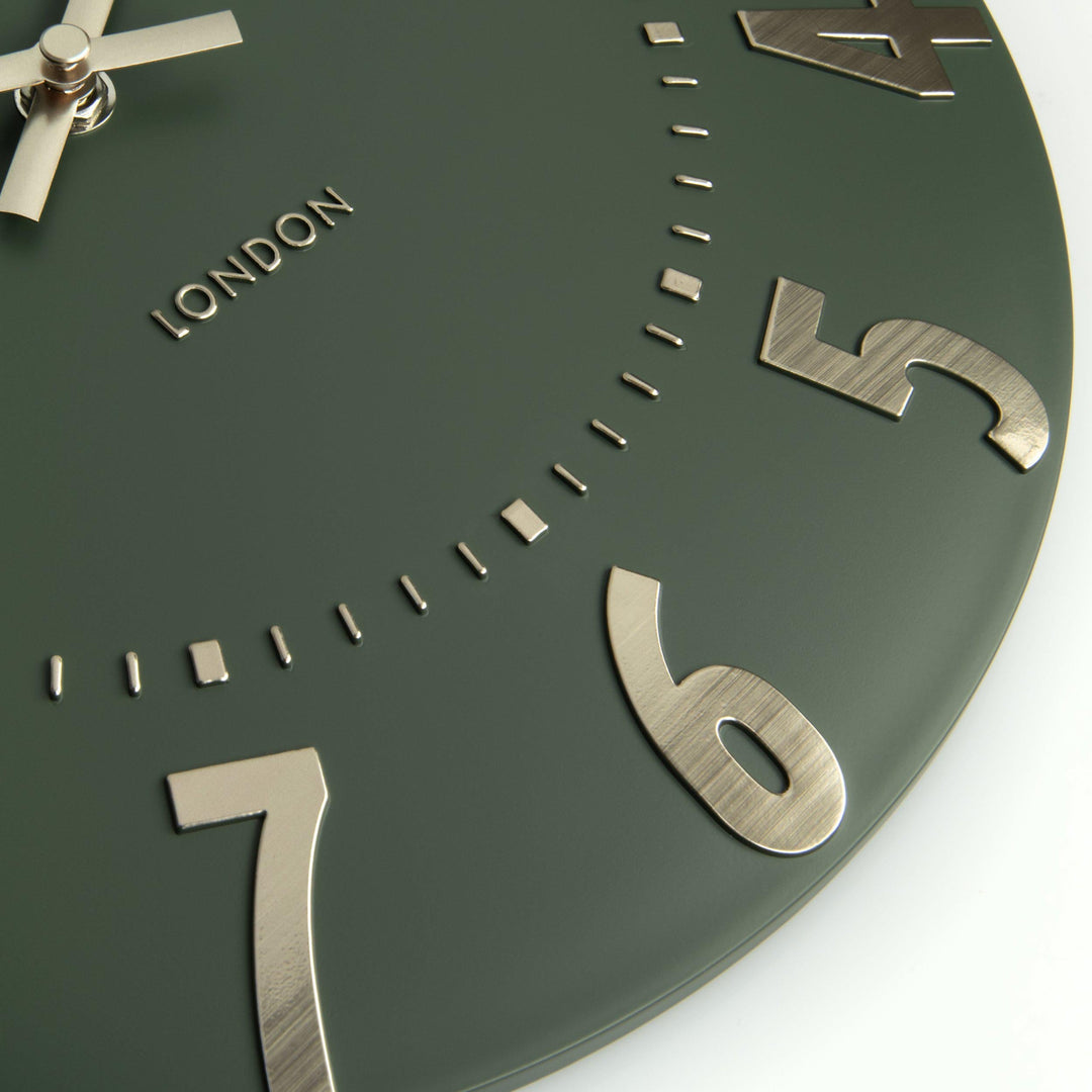 Thomas Kent London. Mulberry Wall Clock 12" (30cm) Olive Green *NEW* - TheArtistsQuarter