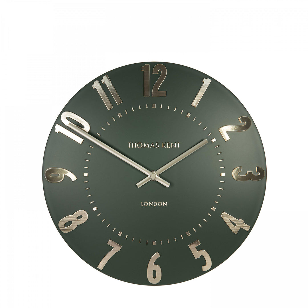 Thomas Kent London. Mulberry Wall Clock 12" (30cm) Olive Green *NEW* - TheArtistsQuarter