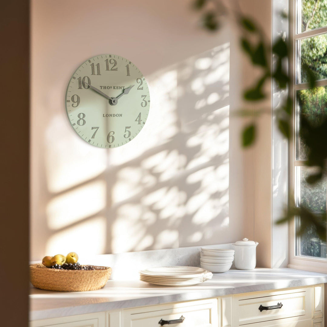 Thomas Kent London. Mulberry Wall Clock 12" (31cm) Pearl Green *NEW* - TheArtistsQuarter