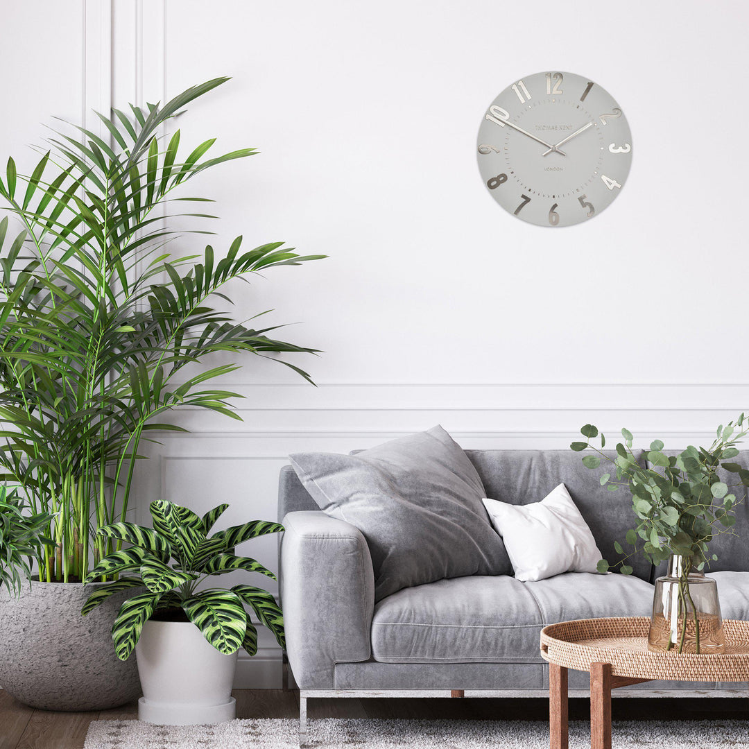 Thomas Kent London. Mulberry Wall Clock 20" (51cm) Silver Cloud - TheArtistsQuarter