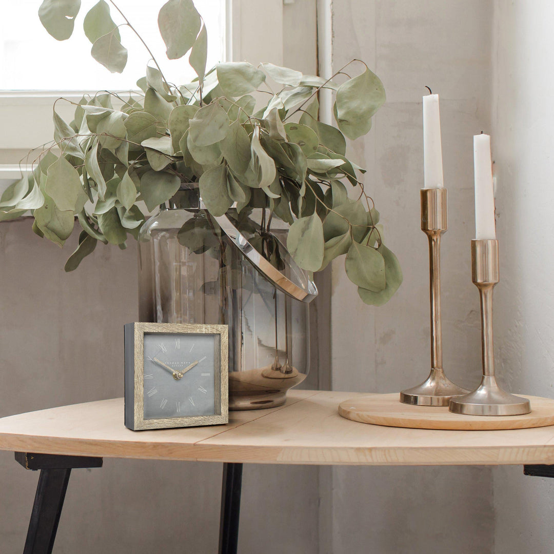 Thomas Kent London. Nordic Mantel Clock Cement Grey - TheArtistsQuarter