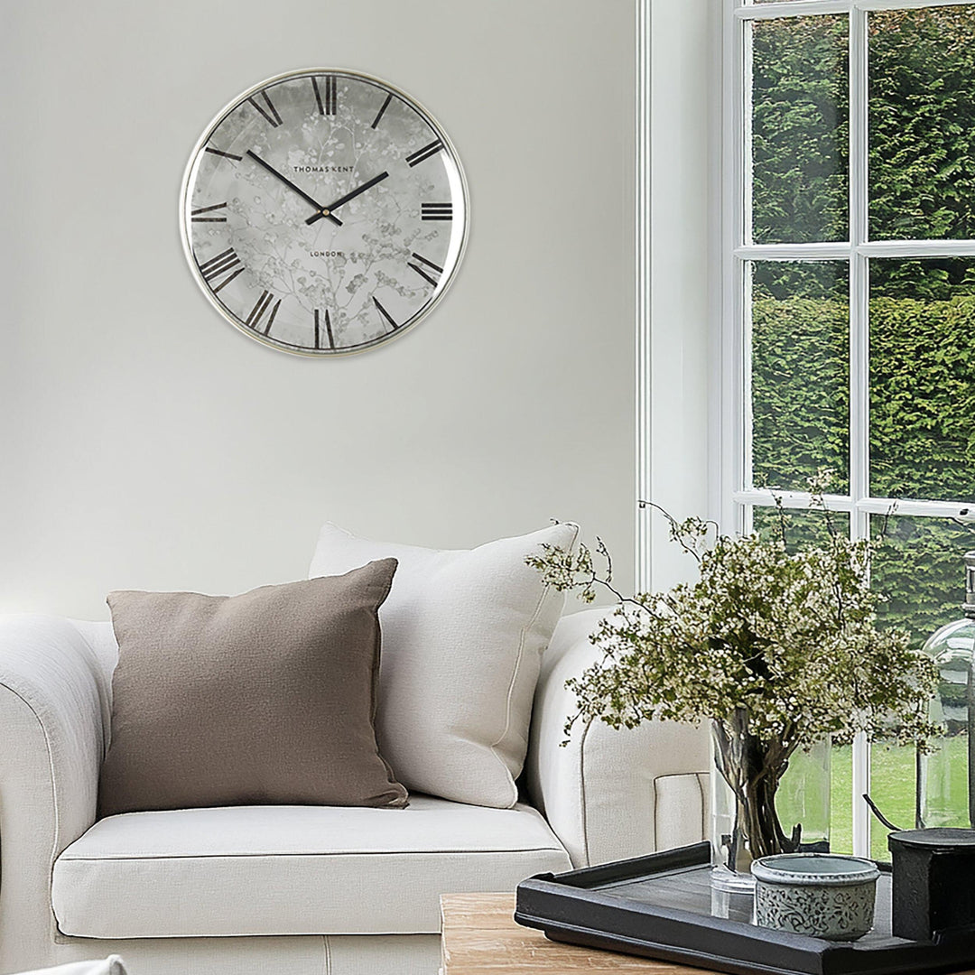 Thomas Kent London. Roma Wall Clock 14" Silver *NEW* - TheArtistsQuarter