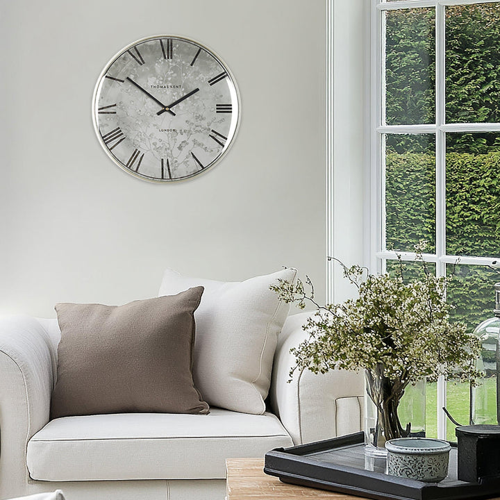 Thomas Kent London. Roma Wall Clock 14" Silver *NEW* - TheArtistsQuarter