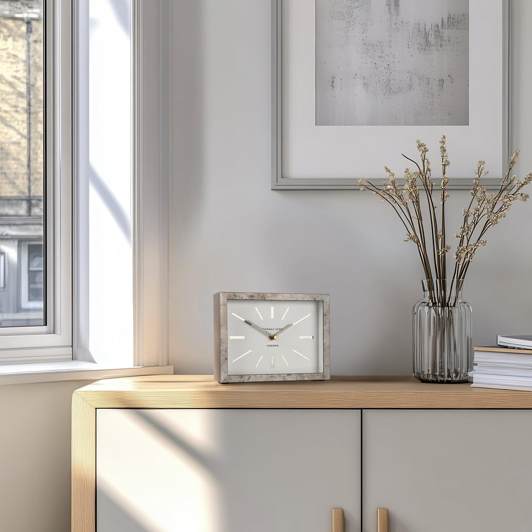 Thomas Kent London. Smithfield Mantel Clock Pewter *PRE-ORDER DEL MID MAY* - TheArtistsQuarter