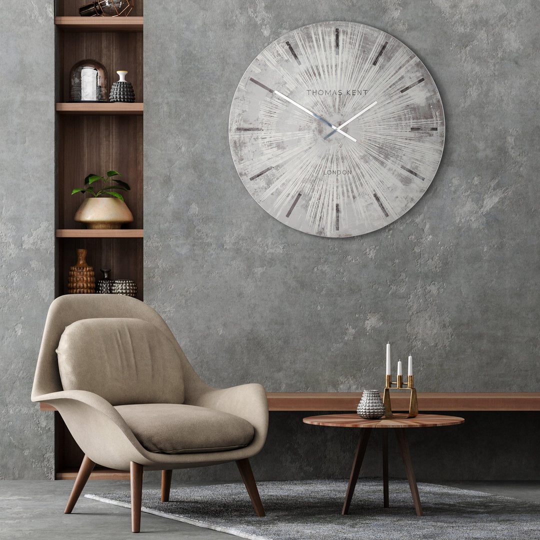 Thomas Kent London. Starburst Wall Clock 36" (92cm) Silver *PRE-ORDER DEL LATE MAY* - TheArtistsQuarter