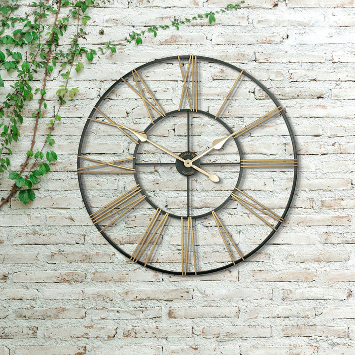 Thomas Kent London. Summer House Skeleton Green & Gold Wall Clock Indoor/Outdoor - TheArtistsQuarter