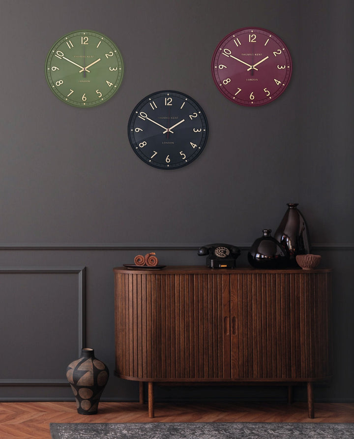 Thomas Kent London. Tresco Wall Clock 14" (36cm) Charcoal *NEW* - TheArtistsQuarter