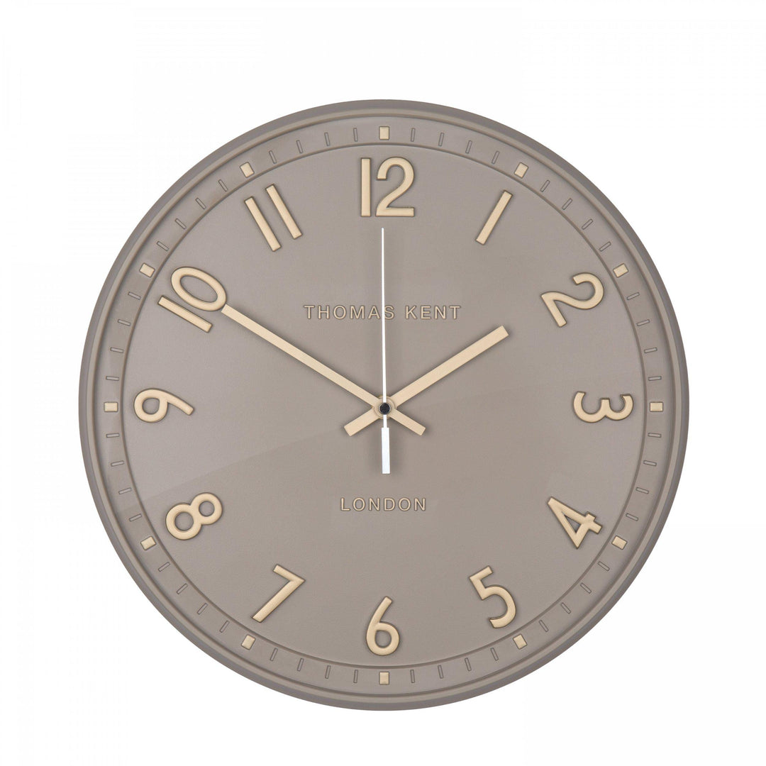Thomas Kent London. Tresco Wall Clock 14" (36cm) Taupe - TheArtistsQuarter