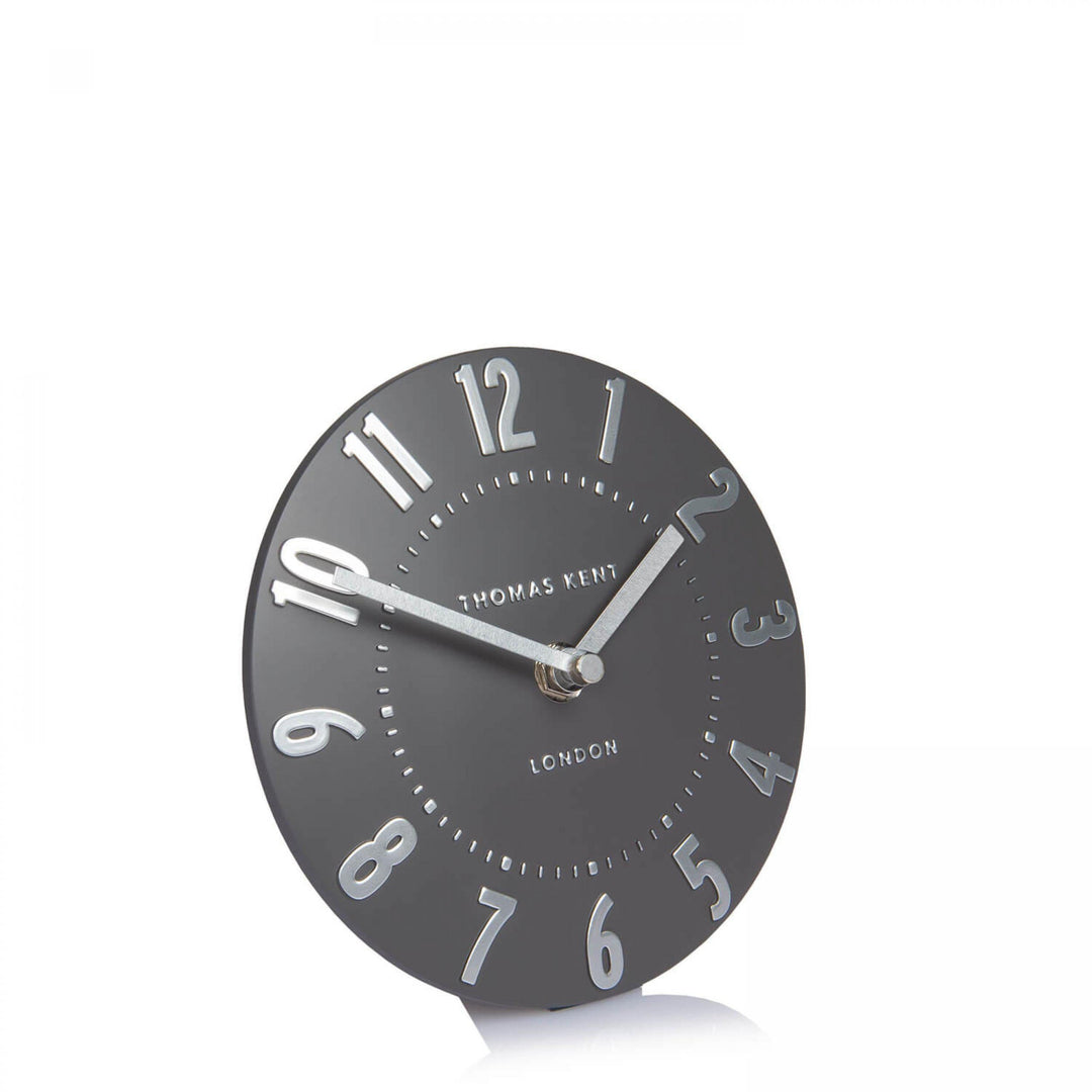 Thomas Kent London. Mulberry Mantel Clock 6" (15cm) Graphite Silver - TheArtistsQuarter