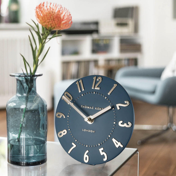 Thomas Kent London. Mulberry Mantel Clock 6" (15cm) Midnight Blue - TheArtistsQuarter