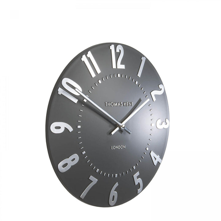 Thomas Kent London. Mulberry Wall Clock 12" (30 cm) Graphite Silver - TheArtistsQuarter