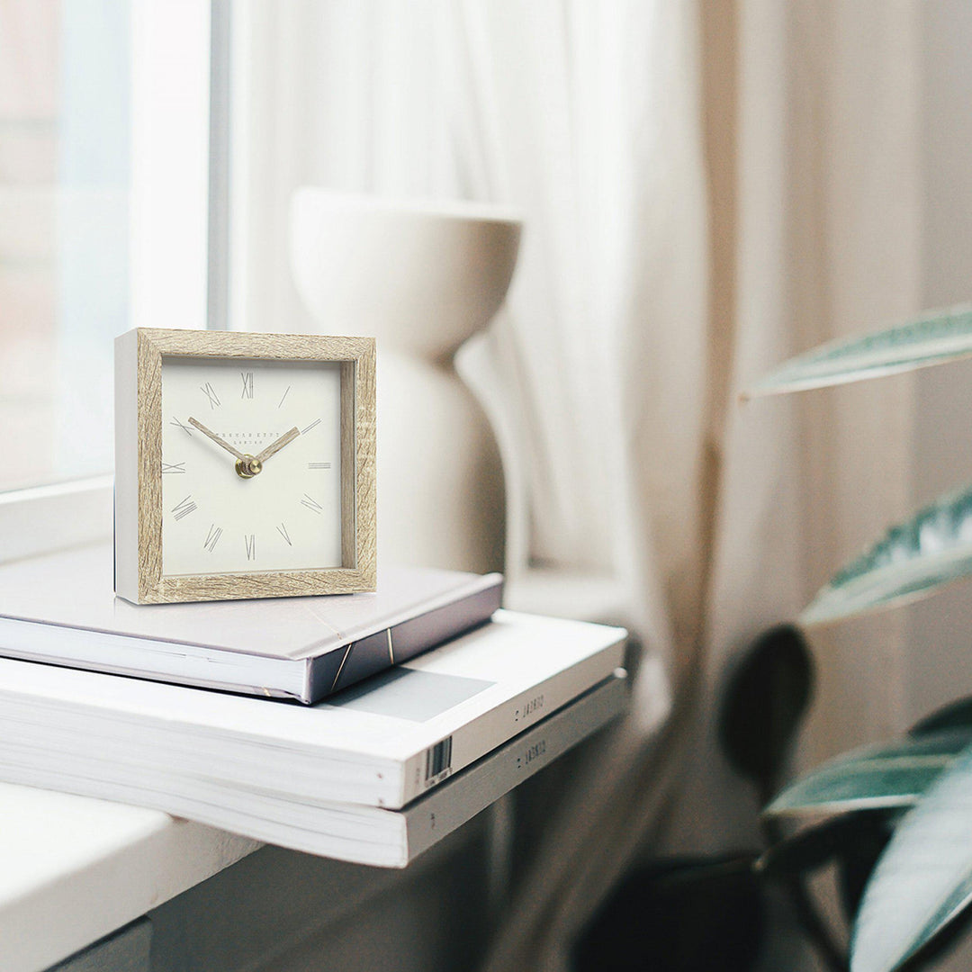 Thomas Kent London. Nordic Mantel Clock 5" (14cm) Tofu - TheArtistsQuarter