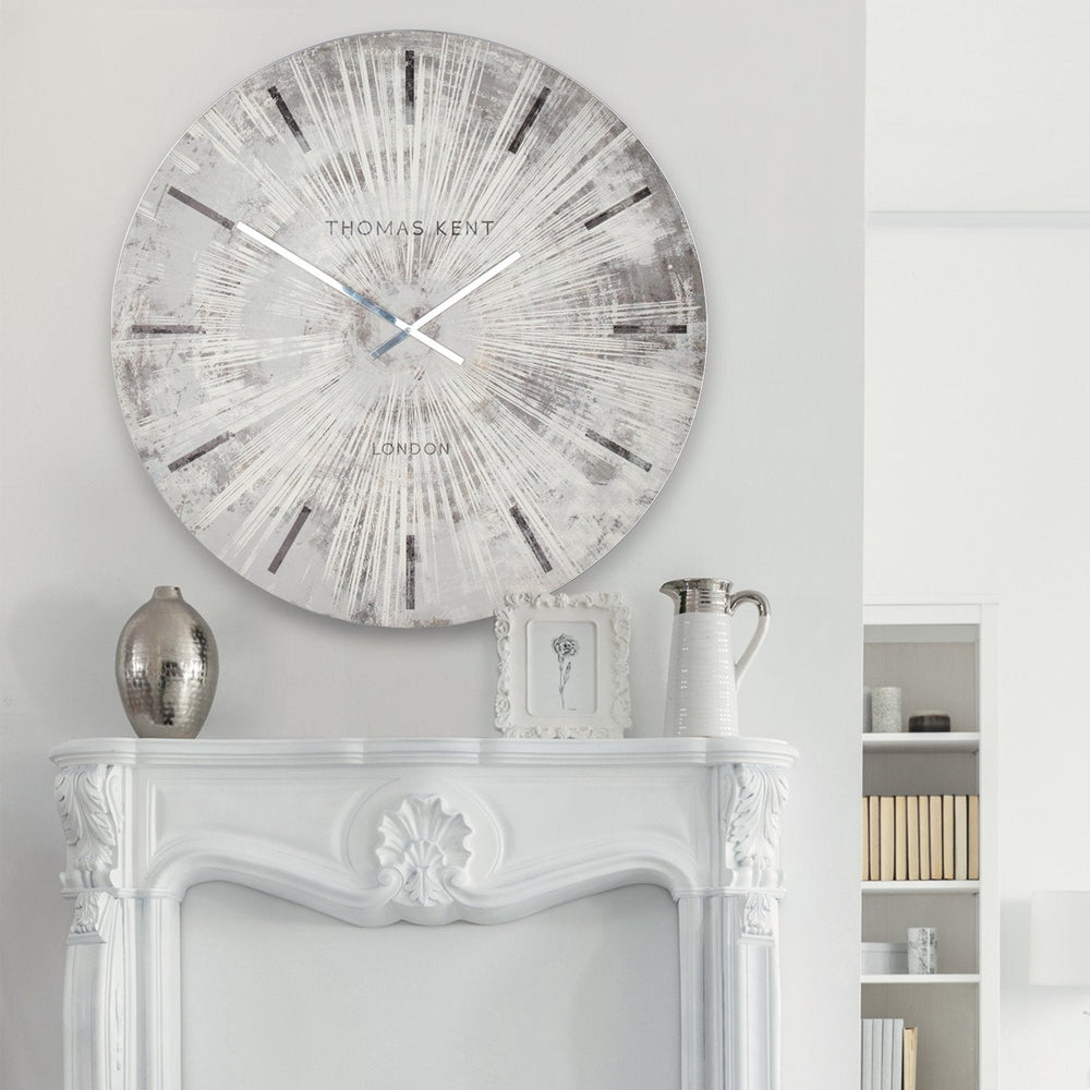 Thomas Kent London. Starburst Wall Clock 36" (92cm) Silver *PRE-ORDER DEL LATE MAY* - TheArtistsQuarter