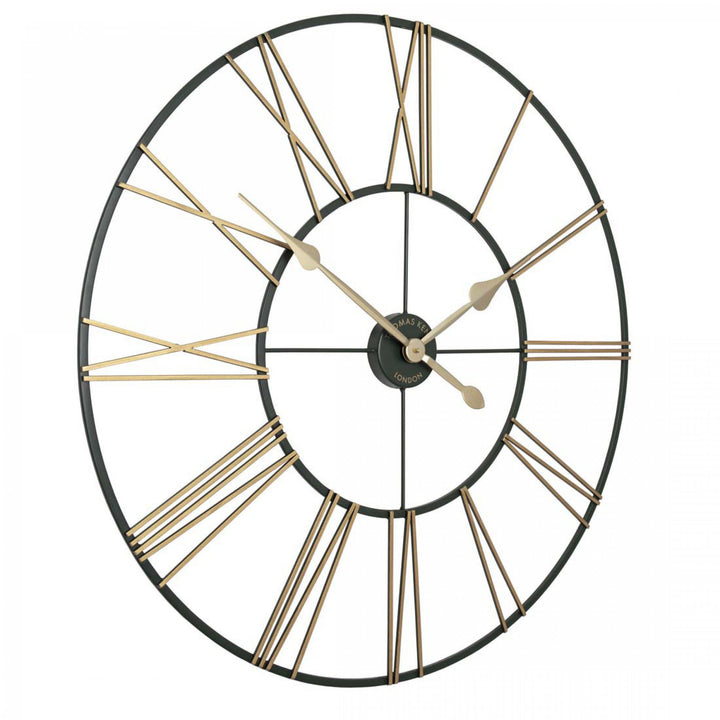 Thomas Kent London. Summer House Skeleton Green & Gold Wall Clock Indoor/Outdoor - TheArtistsQuarter