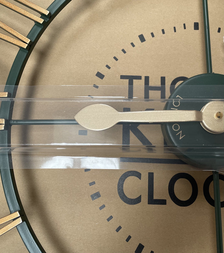 Thomas Kent London. Summer House Skeleton Green & Gold Wall Clock Indoor/Outdoor - TheArtistsQuarter