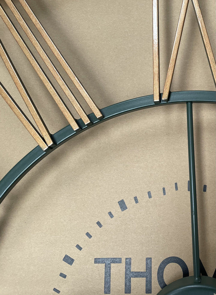 Thomas Kent London. Summer House Skeleton Green & Gold Wall Clock Indoor/Outdoor - TheArtistsQuarter