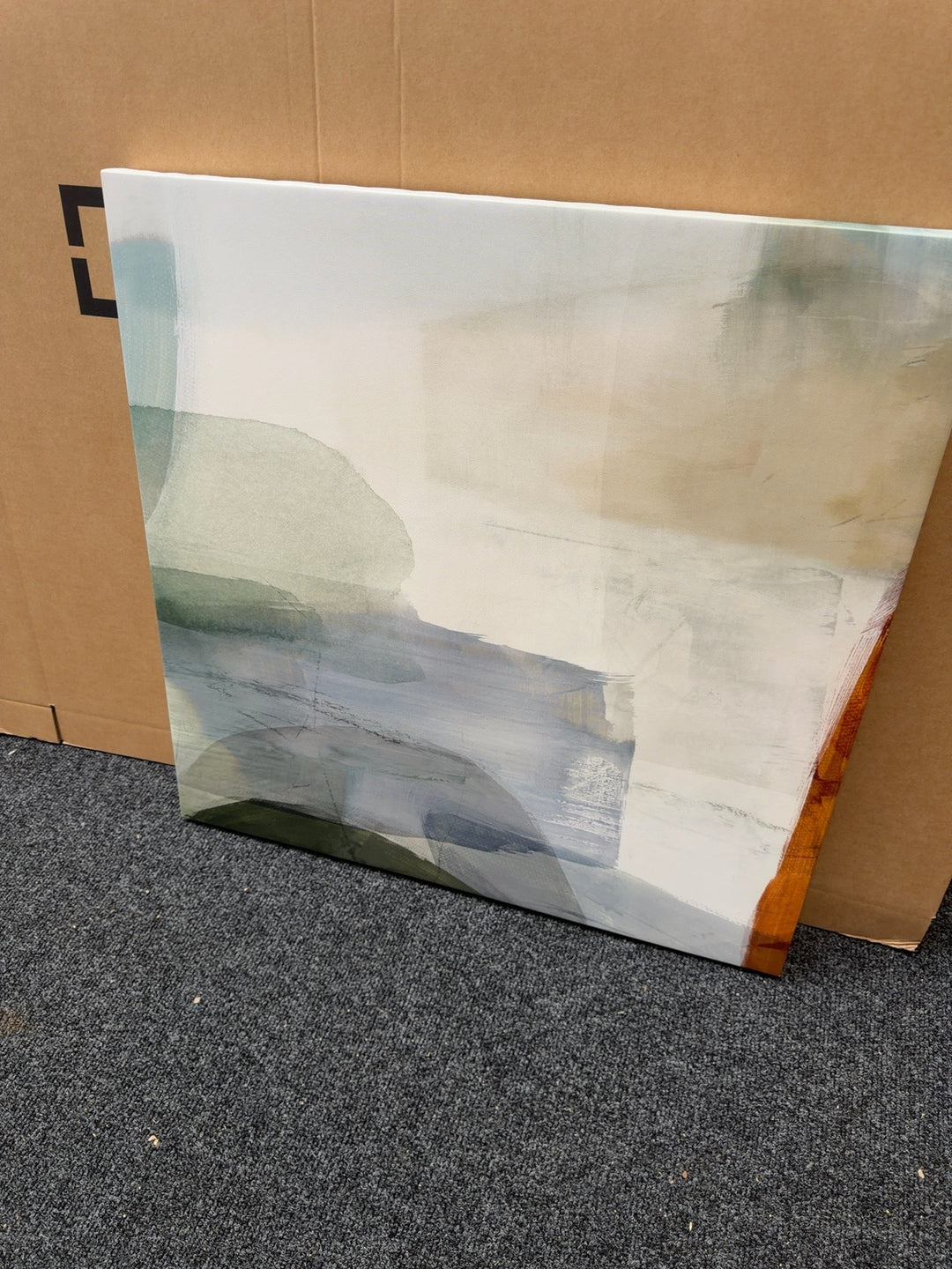 TJ Cardioli soft abstract trial piece 80cm square boxed canvas