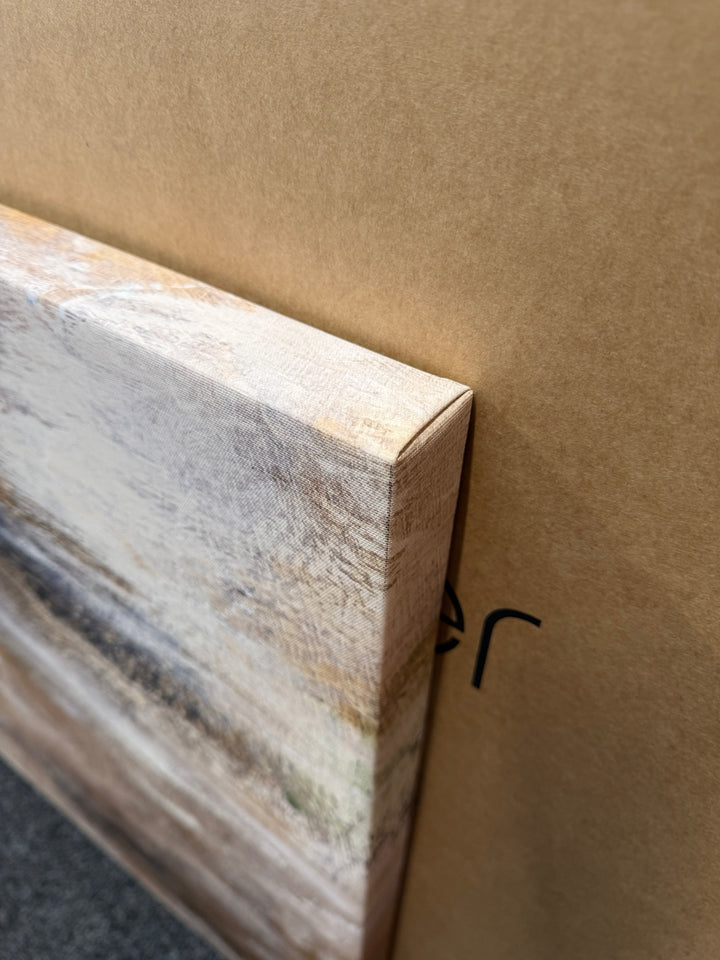 Detail of TJ Cardioli trial piece boxed canvas edge