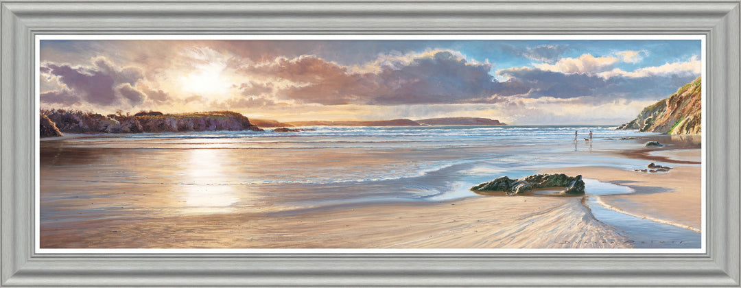 Walking The Dog At Dusk By Duncan Palmar – New Silver-Grey Frame - TheArtistsQuarter