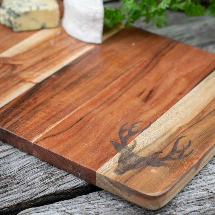 Culinary Concepts London. Rectangular Wooden Cheese Board with Stag Design - TheArtistsQuarter
