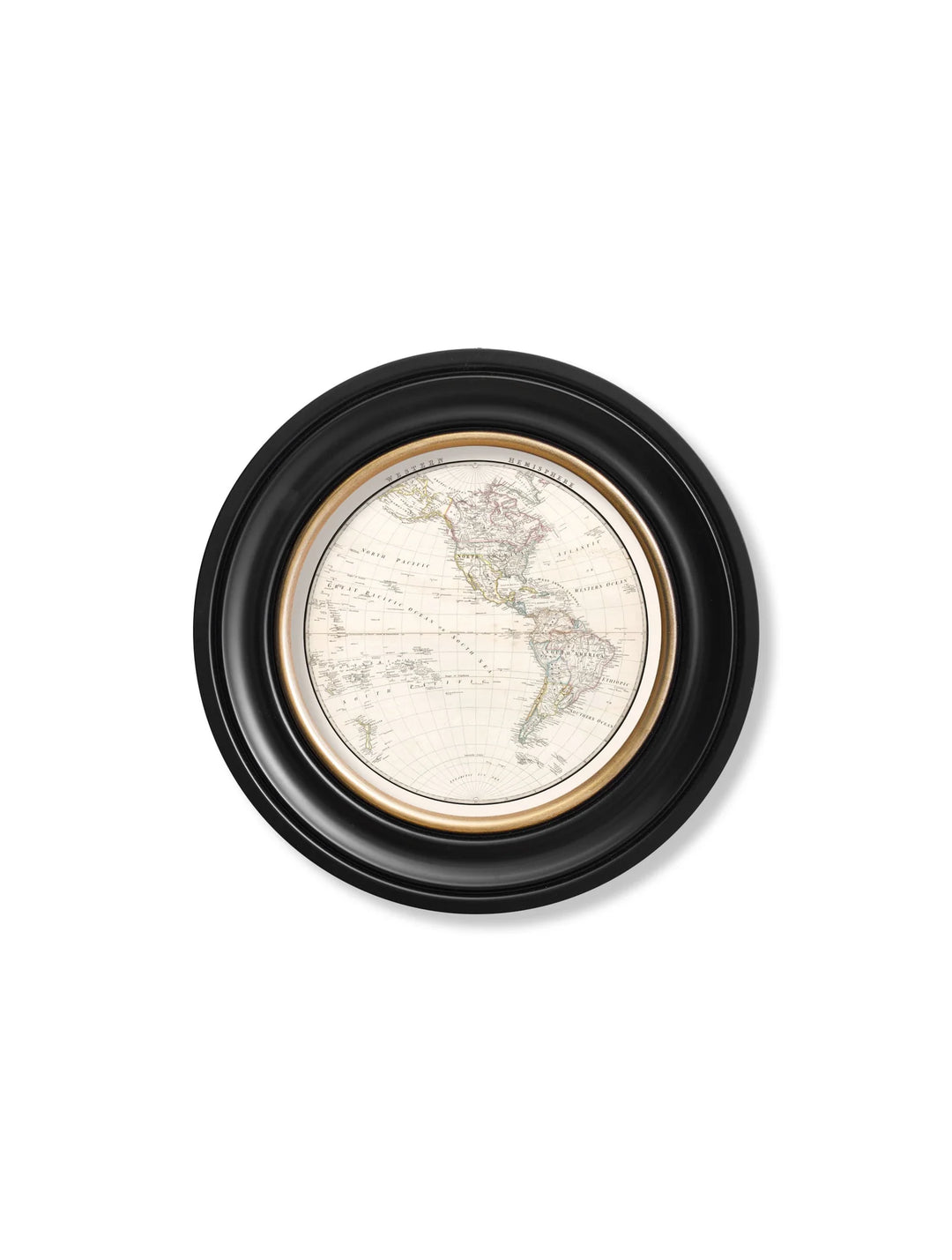 c.1838 World Map Hemispheres in Round Frames - TheArtistsQuarter