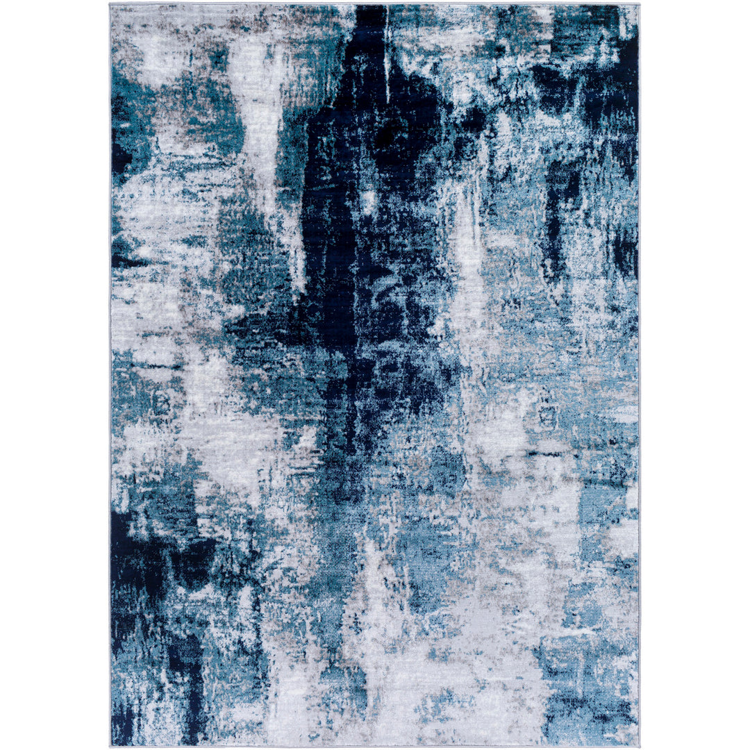 Wanderlust Abstract Marble Rug Blue & Ink Blue - TheArtistsQuarter