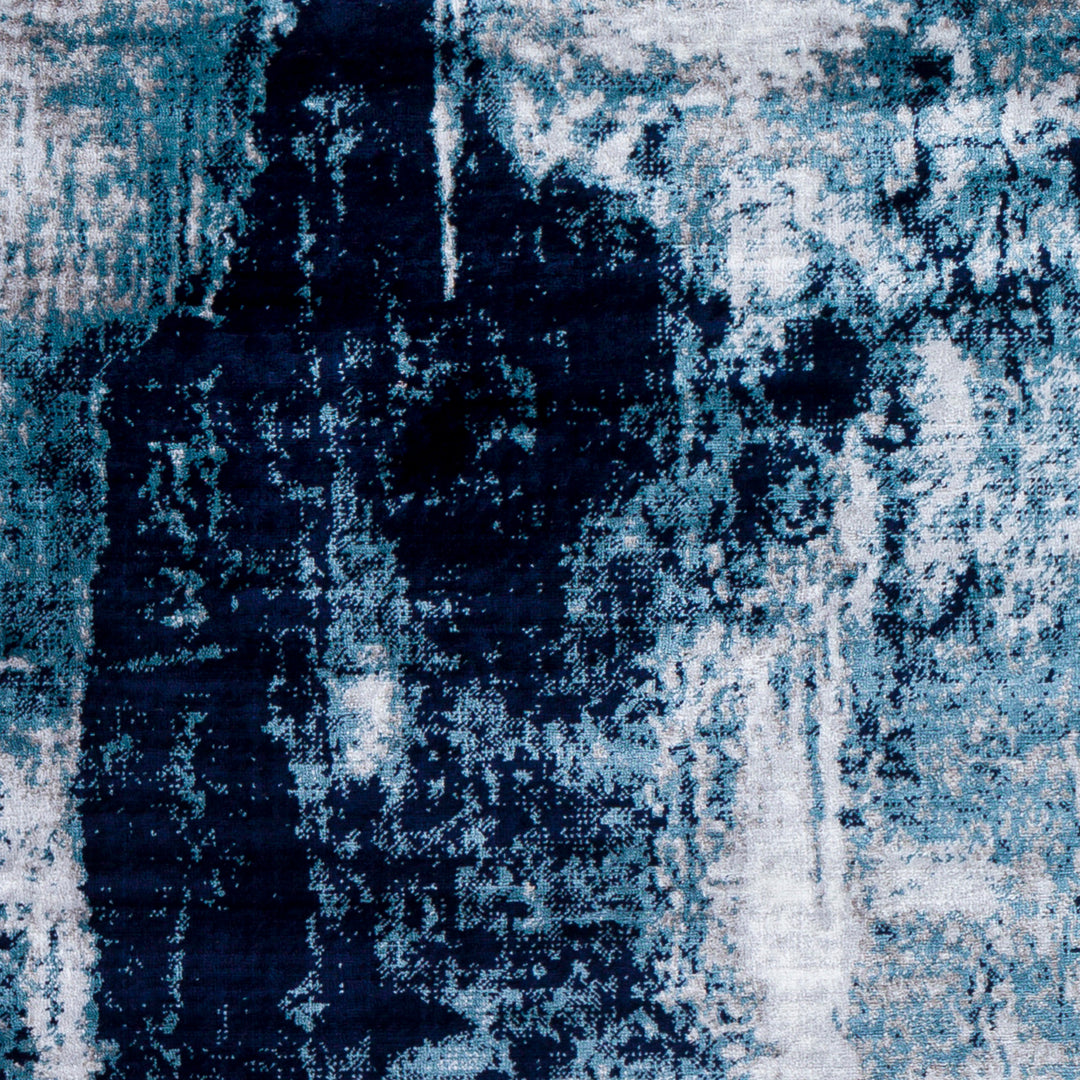 Wanderlust Abstract Marble Rug Blue & Ink Blue - TheArtistsQuarter