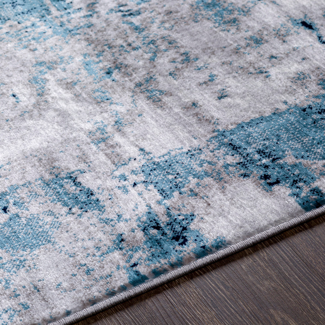 Wanderlust Abstract Marble Rug Blue & Ink Blue - TheArtistsQuarter