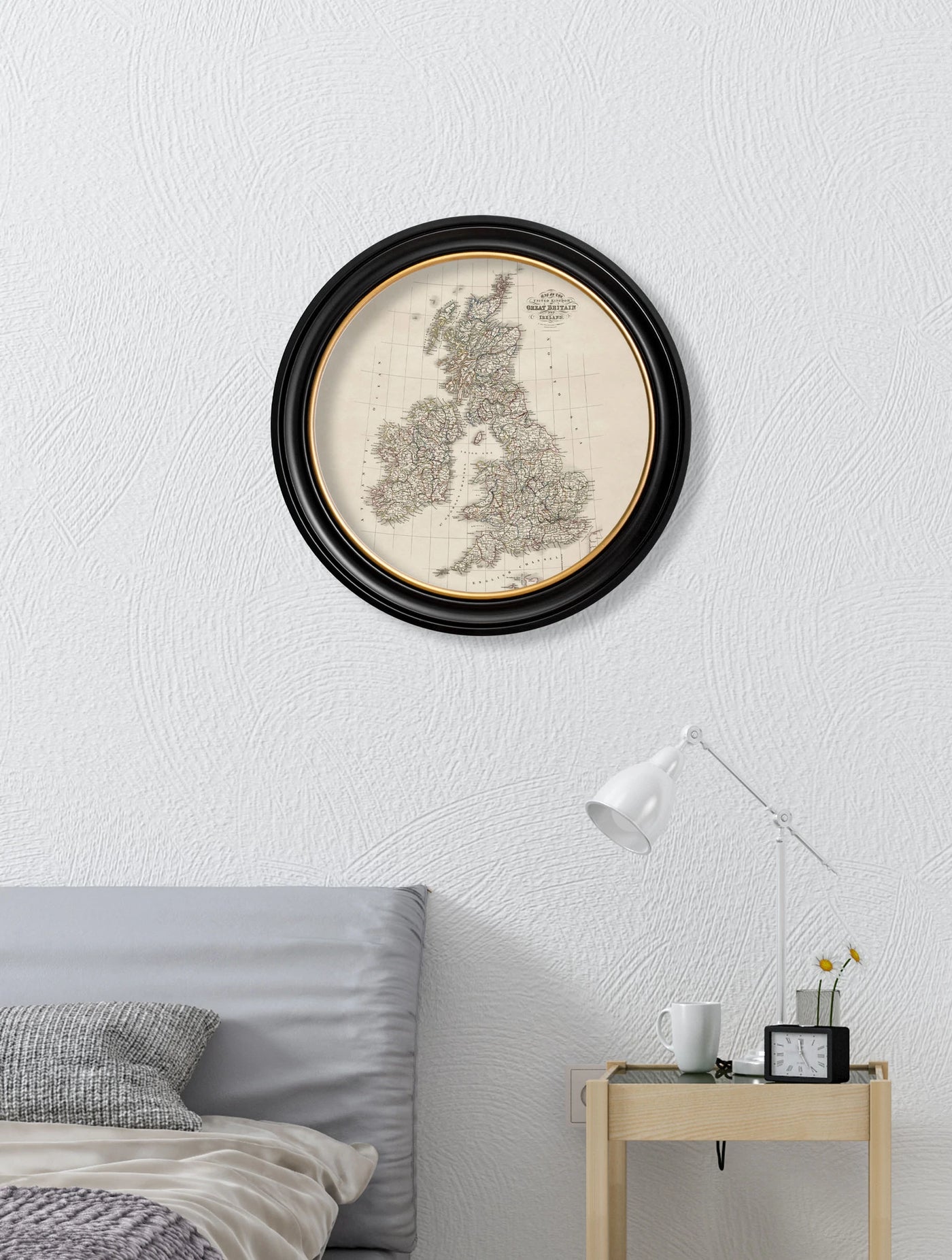 C.1838 MAP OF GREAT BRITAIN - ROUND FRAME - TheArtistsQuarter