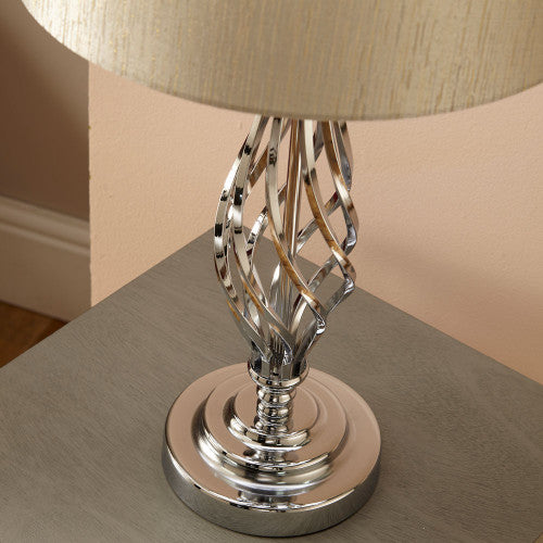 Jenna Silver Metal Twist Detail Table Lamp - TheArtistsQuarter