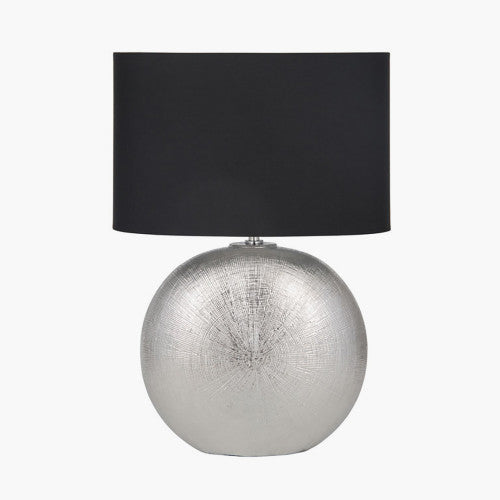 Alpha Silver Textured Ceramic Table Lamp - TheArtistsQuarter