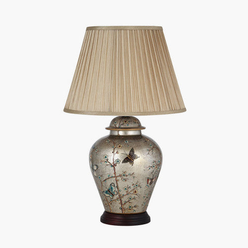 Papilion Butterfly Ceramic Table Lamp with Wooden Base - TheArtistsQuarter