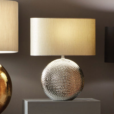 Mabel Silver Dot Textured Ceramic Table Lamp - TheArtistsQuarter