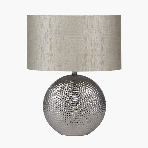 Mabel Silver Dot Textured Ceramic Table Lamp - TheArtistsQuarter